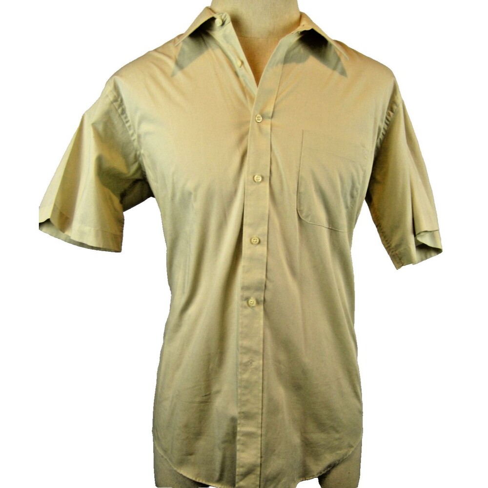 Men's Pierre Cardin Cotton Blend SS Tan Casual Shirt size 161/2